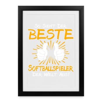 Idée de cadeau pour joueuse de softball - Affiche encadrée (27 × 37 cm) - noir - Devant