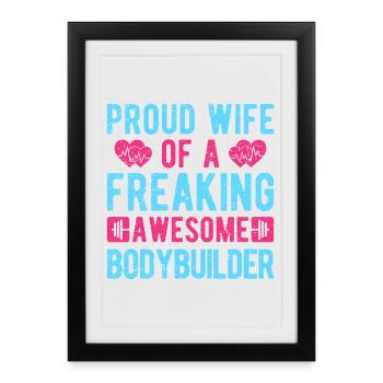 Motivation en forme : Fière épouse d’un bodybuilder cadeau - Affiche encadrée (27 × 37 cm) - noir - Devant