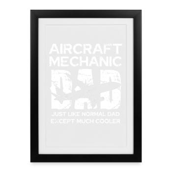 Père mécanicien aéronautique : Unique - Affiche encadrée (27 × 37 cm) - noir - Devant