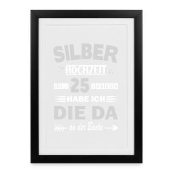 Noces d’argent 25e anniversaire de mariage Épouse - Affiche encadrée (27 × 37 cm) - noir - Devant