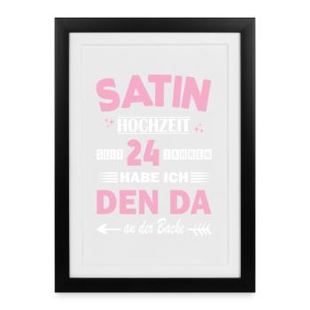 Mariage en satin 24e anniversaire de mariage Épouse - Affiche encadrée (27 × 37 cm) - noir - Devant