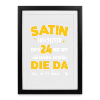 Satin Wedding 24th Wedding Anniversary Husband - Framed poster (27 × 37 cm) - black - Front