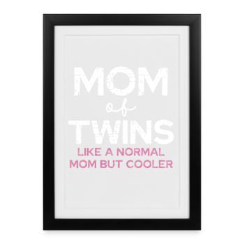 Maman de jumeaux – Diction cool - Affiche encadrée (27 × 37 cm) - noir - Devant