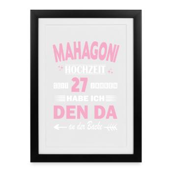 Mariage en acajou 27e anniversaire de mariage Épouse - Affiche encadrée (27 × 37 cm) - noir - Devant