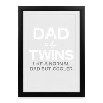 Vater Zwillinge – Cooler Dad - Gerahmtes Poster (27 × 37 cm) - Schwarz - Vorne