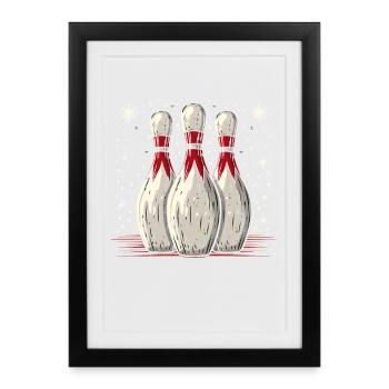 Cartoon Bowling Pins - Framed poster (27 × 37 cm) - black - Front