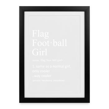 Définition de la fille de football drapeau Athlète sportive drôle - Affiche encadrée (27 × 37 cm) - noir - Devant