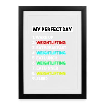 My Perfect Day Weightlifting Funny Gym Workout Gif - Framed poster (27 × 37 cm) - black - Front