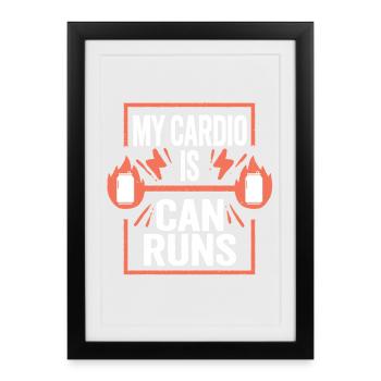 Boissons énergisantes : mon cardio fait des courses - Affiche encadrée (27 × 37 cm) - noir - Devant
