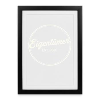 Propriétaire fondé en 2026 – Proud Owner Retro - Affiche encadrée (27 × 37 cm) - noir - Devant