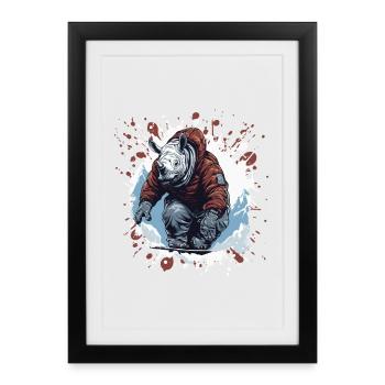 Rhino Snowboard - Framed poster (27 × 37 cm) - black - Front