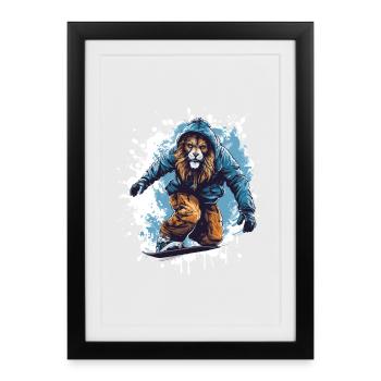 Löwe Snowboard - Framed poster (27 × 37 cm) - black - Front