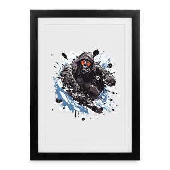 Gorilla Snowboard - Affiche encadrée (27 × 37 cm) - noir - Devant