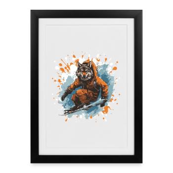 Planche à neige Wolf - Affiche encadrée (27 × 37 cm) - noir - Devant