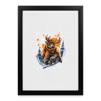 Hirsch Snowboard - Framed poster (27 × 37 cm) - black - Front
