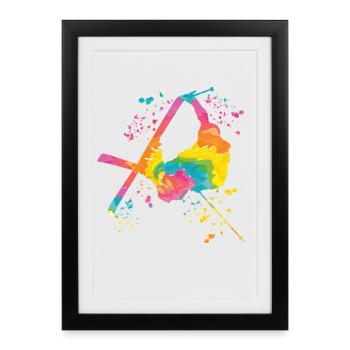 Ski alpin Sports d’hiver Ski nordique - Affiche encadrée (27 × 37 cm) - noir - Devant