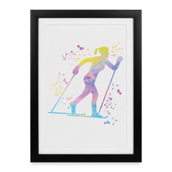 Ski de fond Ski de fond - Affiche encadrée (27 × 37 cm) - noir - Devant