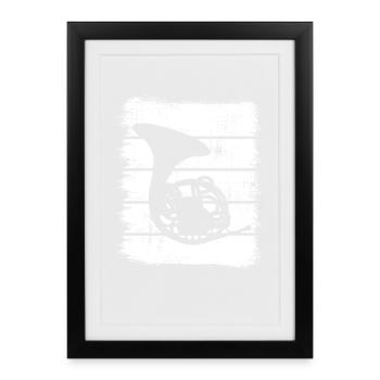 Sketch French horn - Framed poster (27 × 37 cm) - black - Front