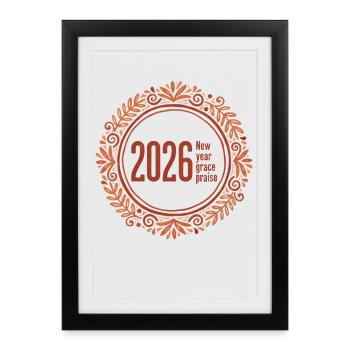 Célébration de la Grâce du Nouvel An 2026 - Affiche encadrée (27 × 37 cm) - noir - Devant