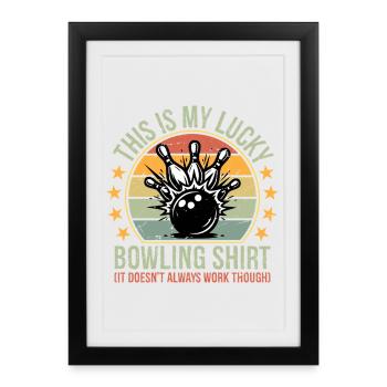 Équipe de bowling vintage drôle : voici mon arc porte-bonheur - Affiche encadrée (27 × 37 cm) - noir - Devant