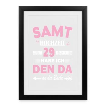 Mariage en velours 29e anniversaire de mariage Épouse - Affiche encadrée (27 × 37 cm) - noir - Devant