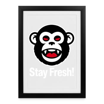 Singe de dessin animé : Reste frais - Affiche encadrée (27 × 37 cm) - noir - Devant