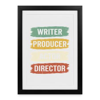 Réalisateur rétro, producteur, scénariste, acteur et film - Affiche encadrée (27 × 37 cm) - noir - Devant