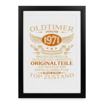 55th Birthday Gift Classic Car January 1971 - Framed poster (27 × 37 cm) - black - Front