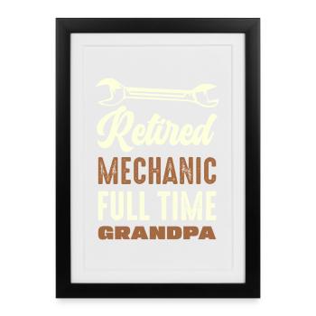 Grand-père mécanicien à la retraite - Affiche encadrée (27 × 37 cm) - noir - Devant