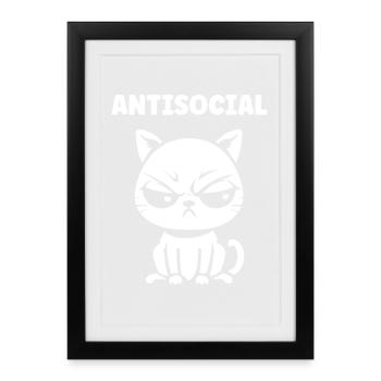 Antisocial Black White Chat - Framed poster (27 × 37 cm) - black - Front