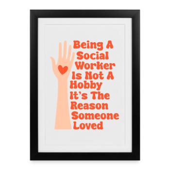 Citation d’assistant social n’est pas un hobby Le travail social - Affiche encadrée (27 × 37 cm) - noir - Devant