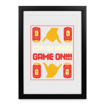 Energy Drink Can In Hand Game On - Framed poster (27 × 37 cm) - black - Front