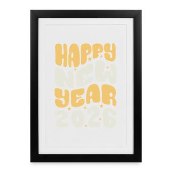 Bonne Année 2026 - Affiche encadrée (27 × 37 cm) - noir - Devant