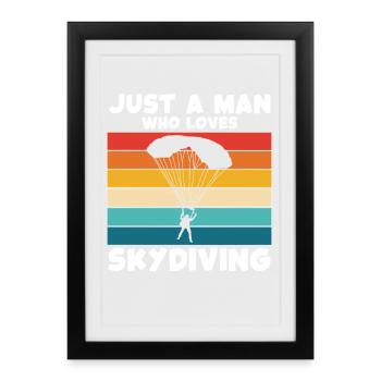 Parachutisme Arc-en-ciel rétro - Affiche encadrée (27 × 37 cm) - noir - Devant