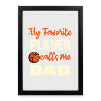 Mon joueur préféré m’appelle Papa - Affiche encadrée (27 × 37 cm) - noir - Devant