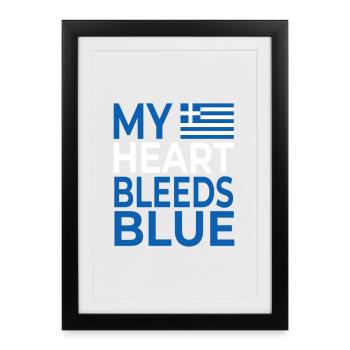 Mon cœur saigne bleu Grèce - Affiche encadrée (27 × 37 cm) - noir - Devant