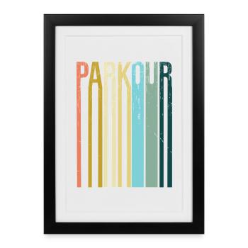 Parkour Rétro Vintage - Affiche encadrée (27 × 37 cm) - noir - Devant