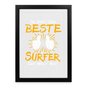 Idée cadeau surfeur - Affiche encadrée (27 × 37 cm) - noir - Devant
