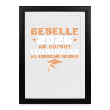 Examen de compagnon 2026 Apprentissage réussi - Affiche encadrée (27 × 37 cm) - noir - Devant