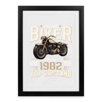 44th Birthday Gift Motorcyclist January 1982 - Framed poster (27 × 37 cm) - black - Front