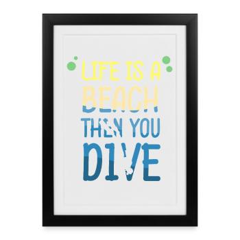Plongeur Plongeur Snorkeling Plongeur récréatif - Affiche encadrée (27 × 37 cm) - noir - Devant