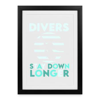 Plongeur Plongeur Snorkeling Plongeur récréatif - Affiche encadrée (27 × 37 cm) - noir - Devant