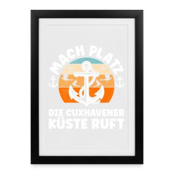 Vacances en mer du Nord LAISSEZ PASSER LA CÔTE DE CUXHAVEN APPELLE - Affiche encadrée (27 × 37 cm) - noir - Devant