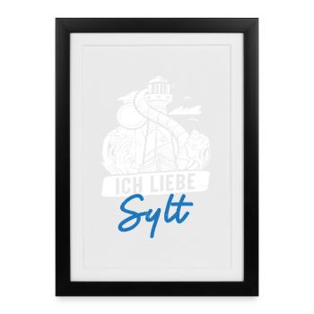 Vacances en mer du Nord J’ADORE SYLT Drôle - Affiche encadrée (27 × 37 cm) - noir - Devant