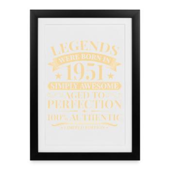 Anniversaire vintage 1951 - Affiche encadrée (27 × 37 cm) - noir - Devant