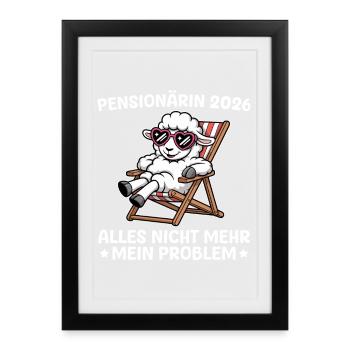 Pensioner 2026 Sheep in a deckchair - Farewell - Framed poster (27 × 37 cm) - black - Front