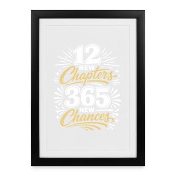 12 nouveaux chapitres, 365 nouvelles chances | bonnes intentions - Affiche encadrée (27 × 37 cm) - noir - Devant