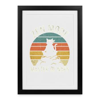 Zen Mode Master of Naps Funny Cat Retro Sunset - Framed poster (27 × 37 cm) - black - Front