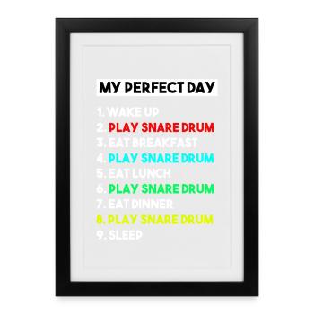 Percussions de mon Parfait Jour Musicien de caisse claire - Affiche encadrée (27 × 37 cm) - noir - Devant
