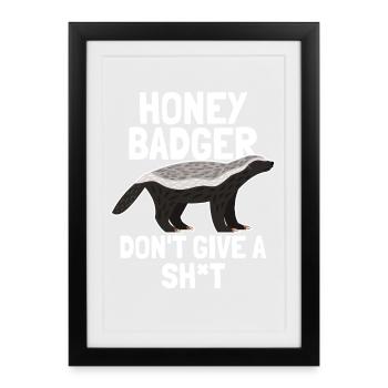 Honey Badger s’en fout - Affiche encadrée (27 × 37 cm) - noir - Devant